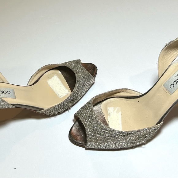 Jimmy Choo Glitter D'Orsay Pumps Peep-Toe Women's Shoes 8 —READ! - Picture 7 of 8